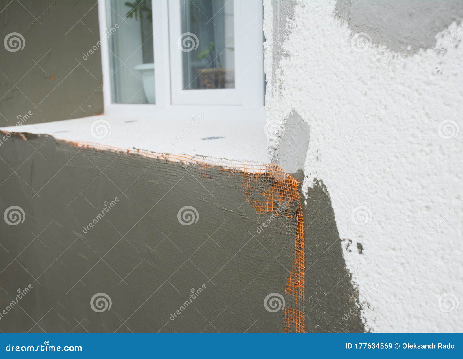 Plastering, Skim Coating the House Wall with Cement Around the Window