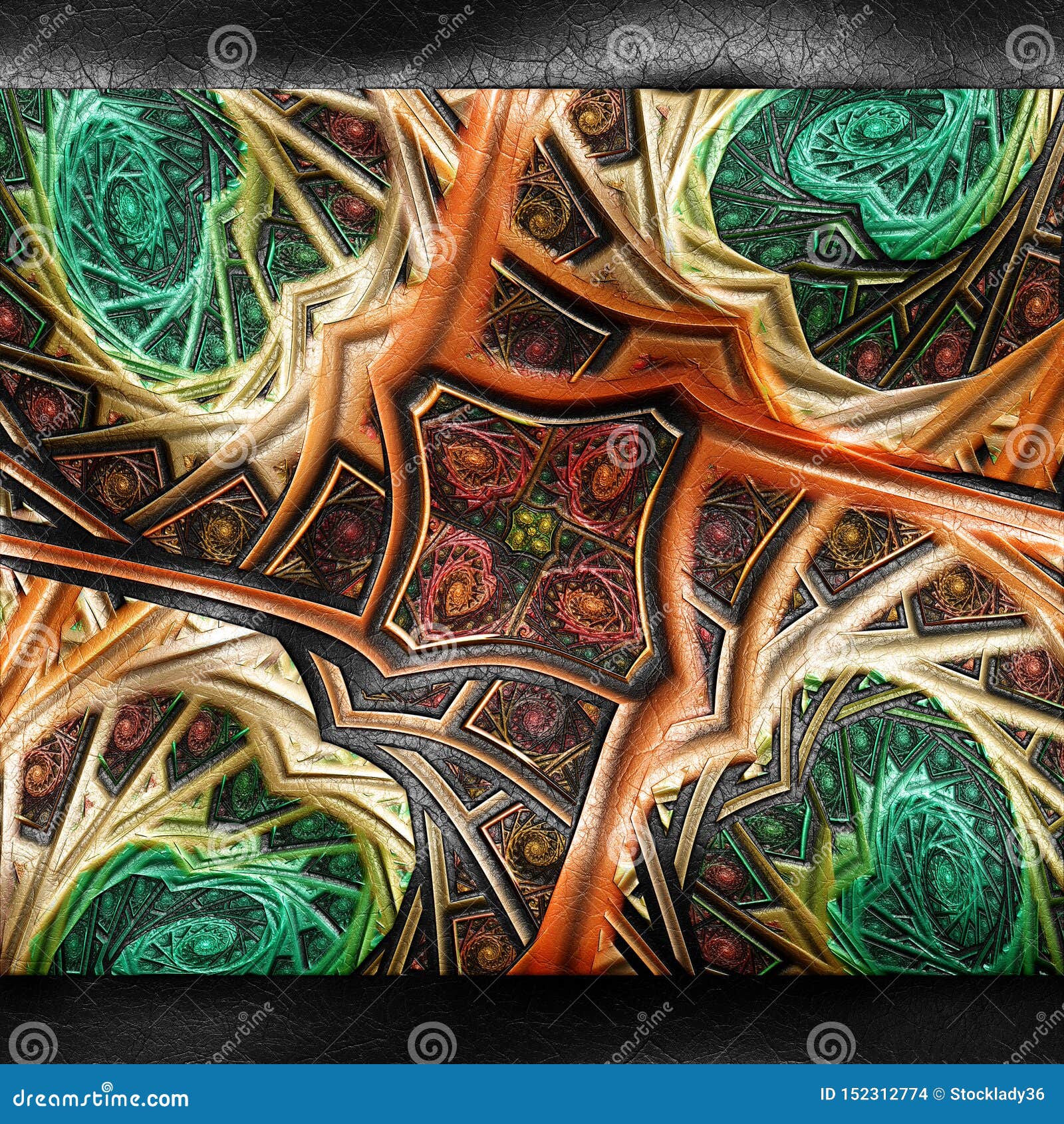 plastic abstract colorful fractal on leather