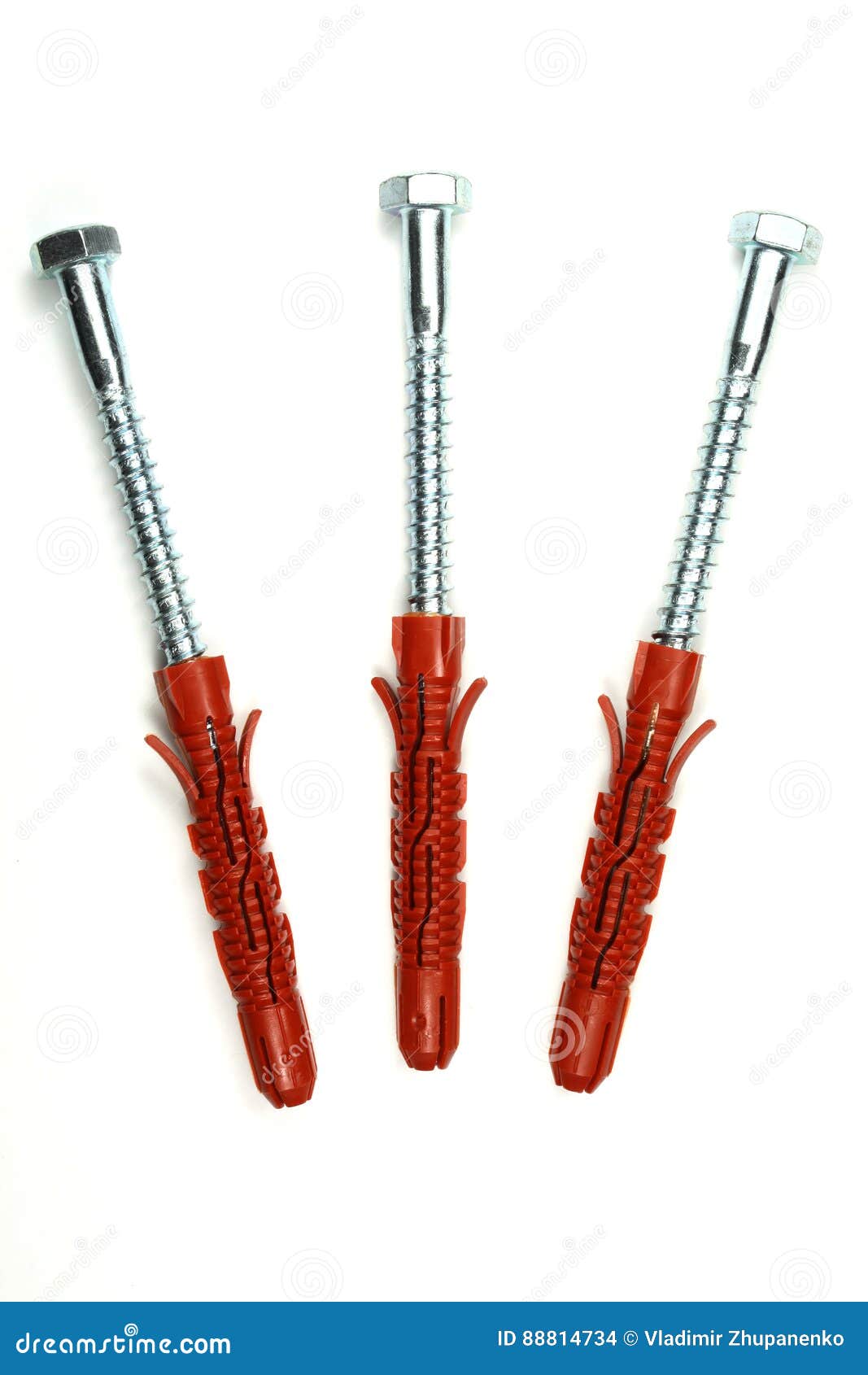 Plastic Anchor With A Bolt Isolated On The White Background Royalty