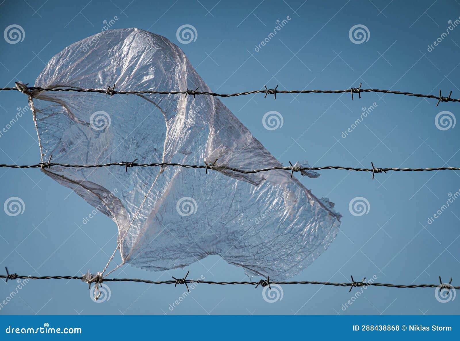 A Plastic Bag with Attached Barbed Wire Stock Photo Image of fencing