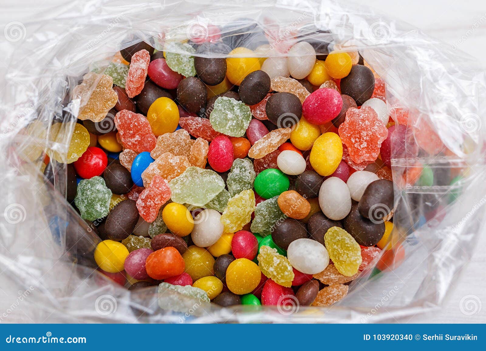 A Plastic Bag with Colored Candy. Stock Photo Image of group, sweet