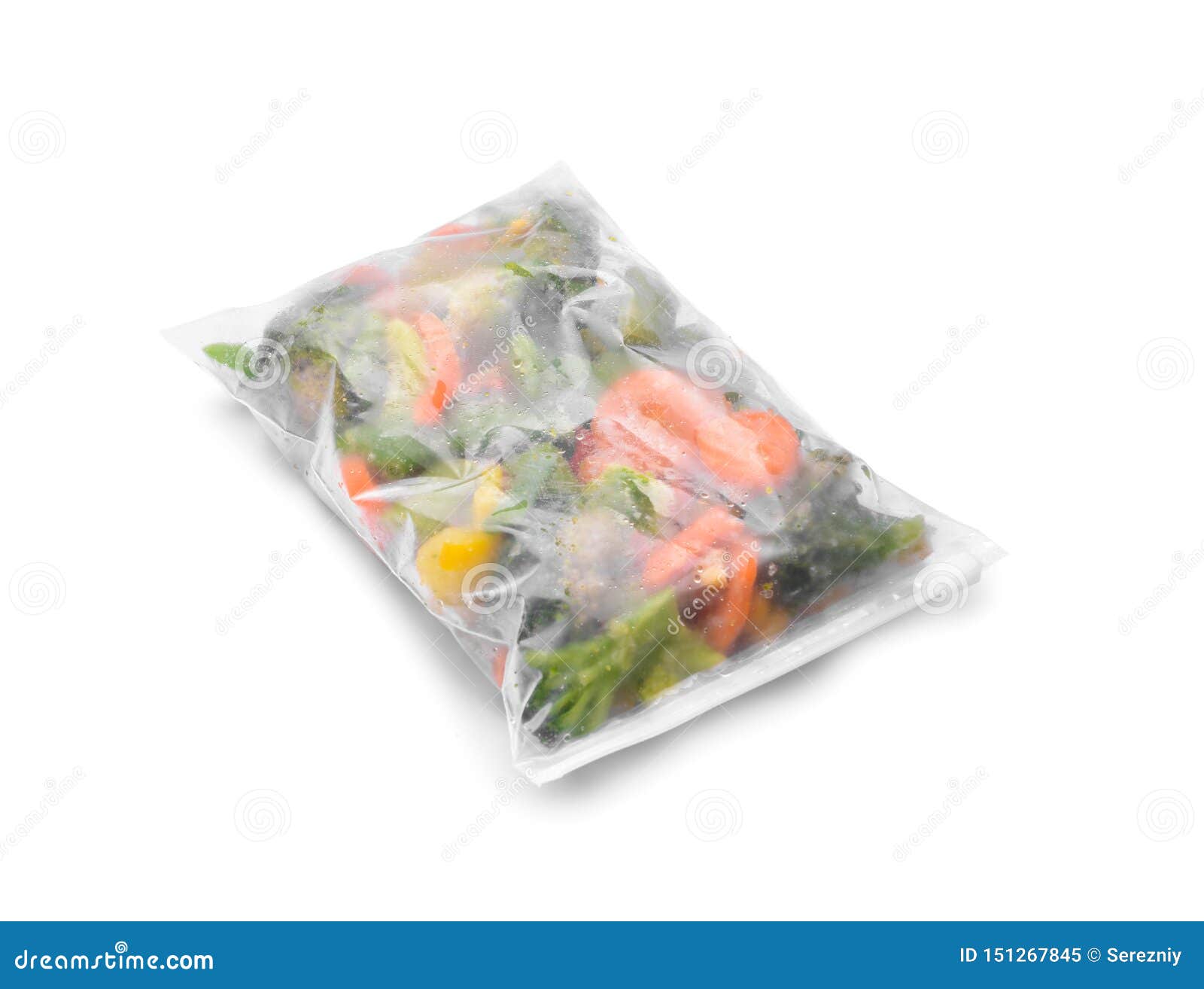 Plastic Bag with Frozen Vegetables on White Background Stock Image Image of frozen