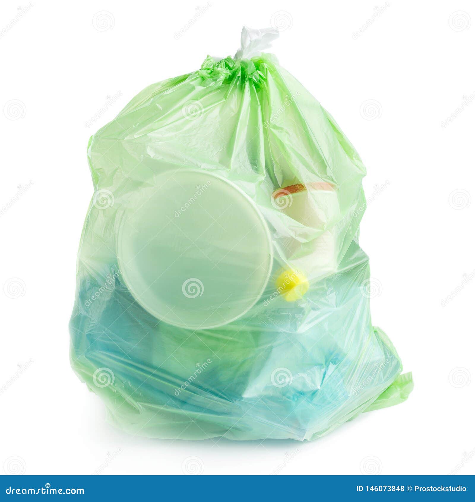 Plastic Bag Full of Plastic Trash on White Stock Photo Image of