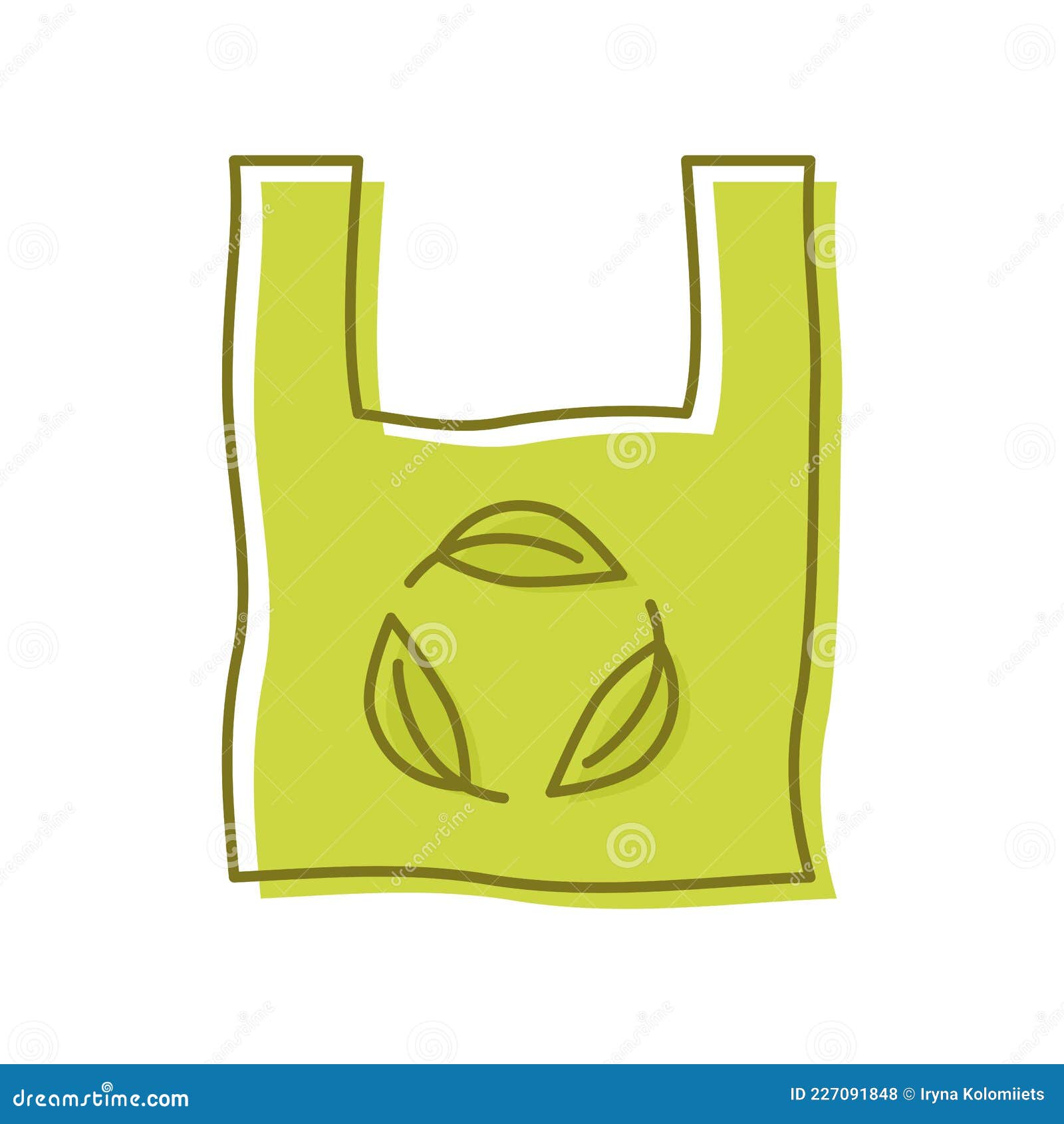 Plastic Bag with Leaf, Icon. Biodegradable, Compostable and Bio Plastic. Eco Friendly