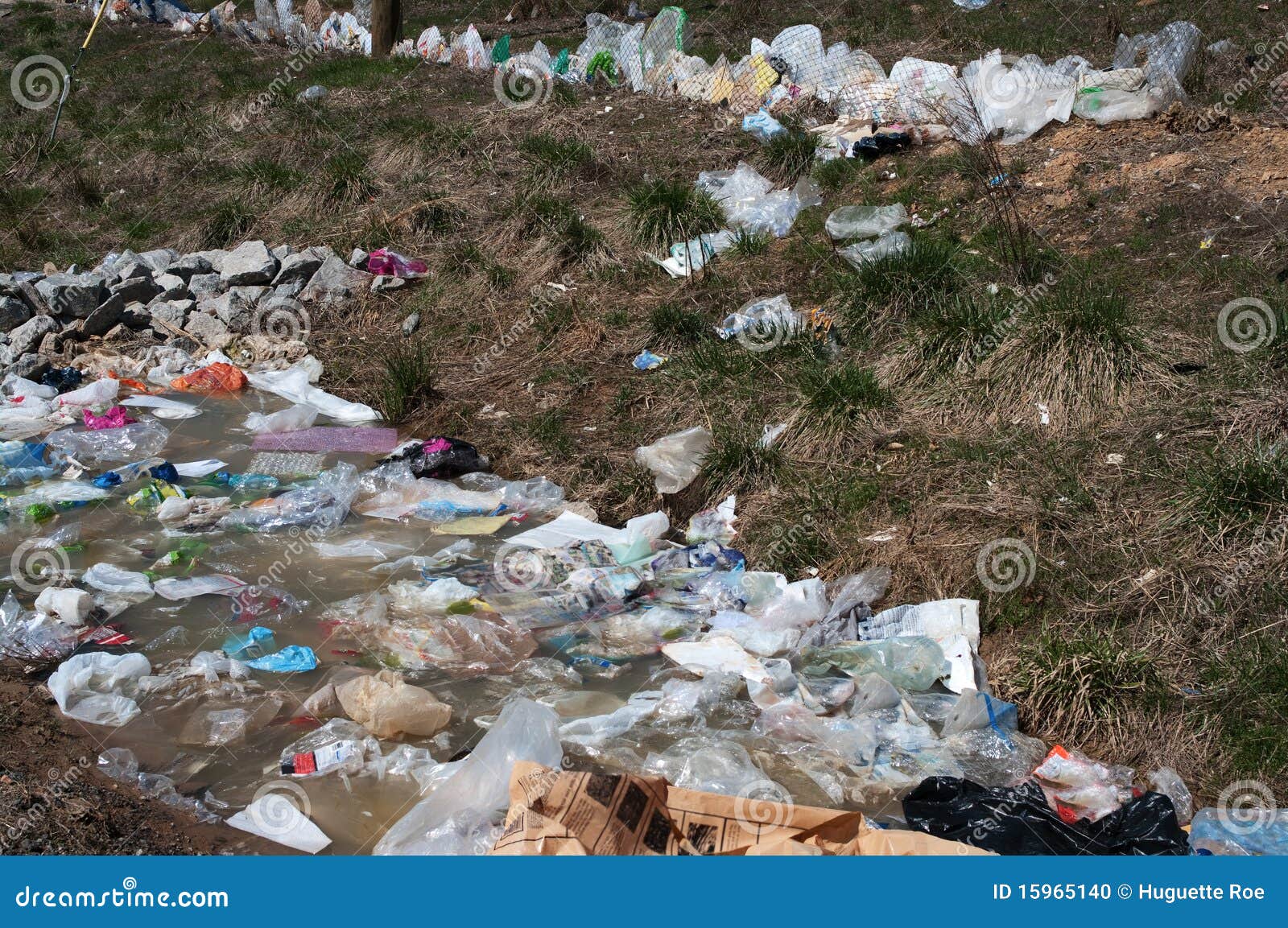 Plastic bag pollution stock photo. Image of stained, plastic 15965140
