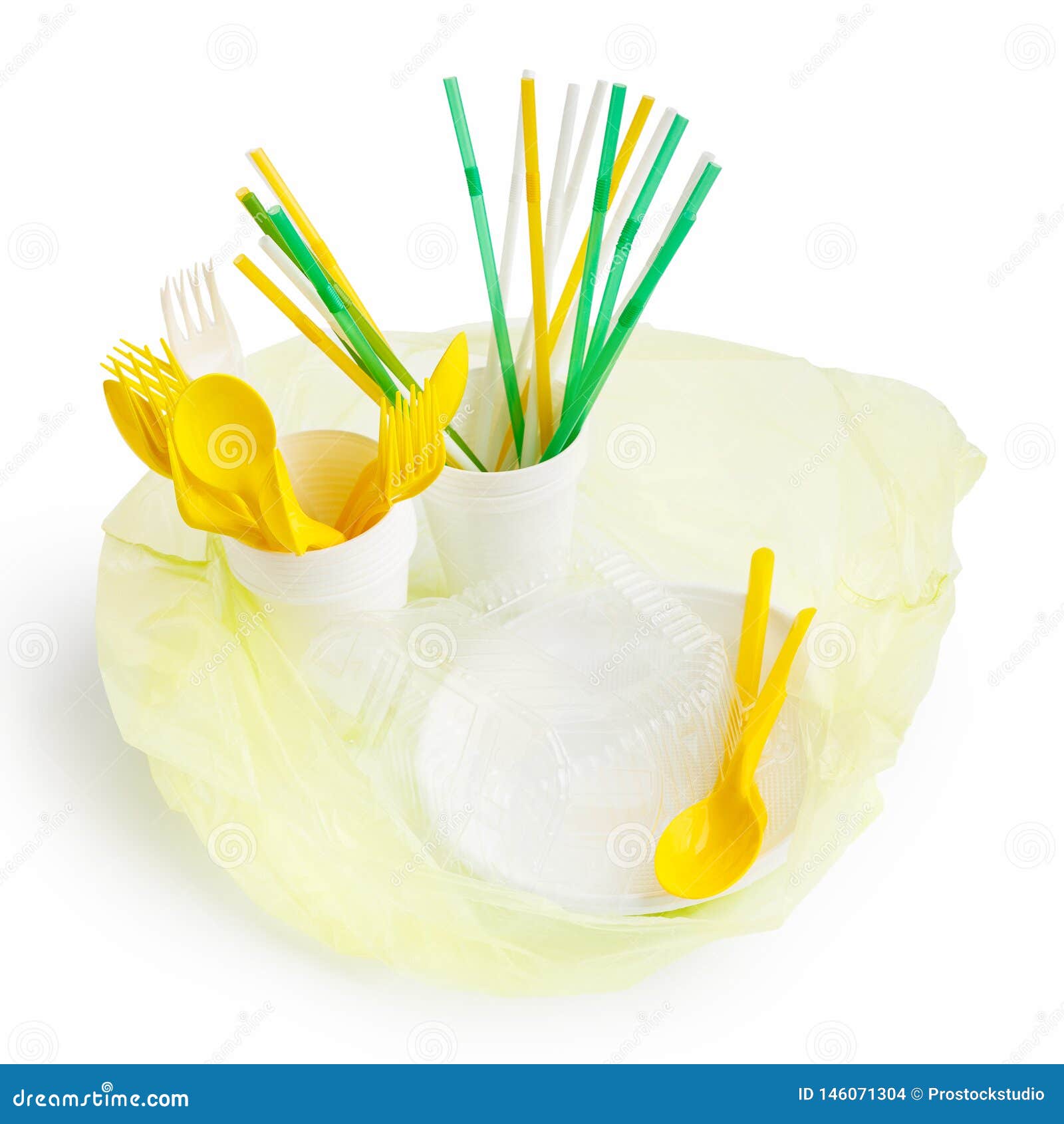 Plastic Bag with Plastic Utensils Stock Photo Image of clean,