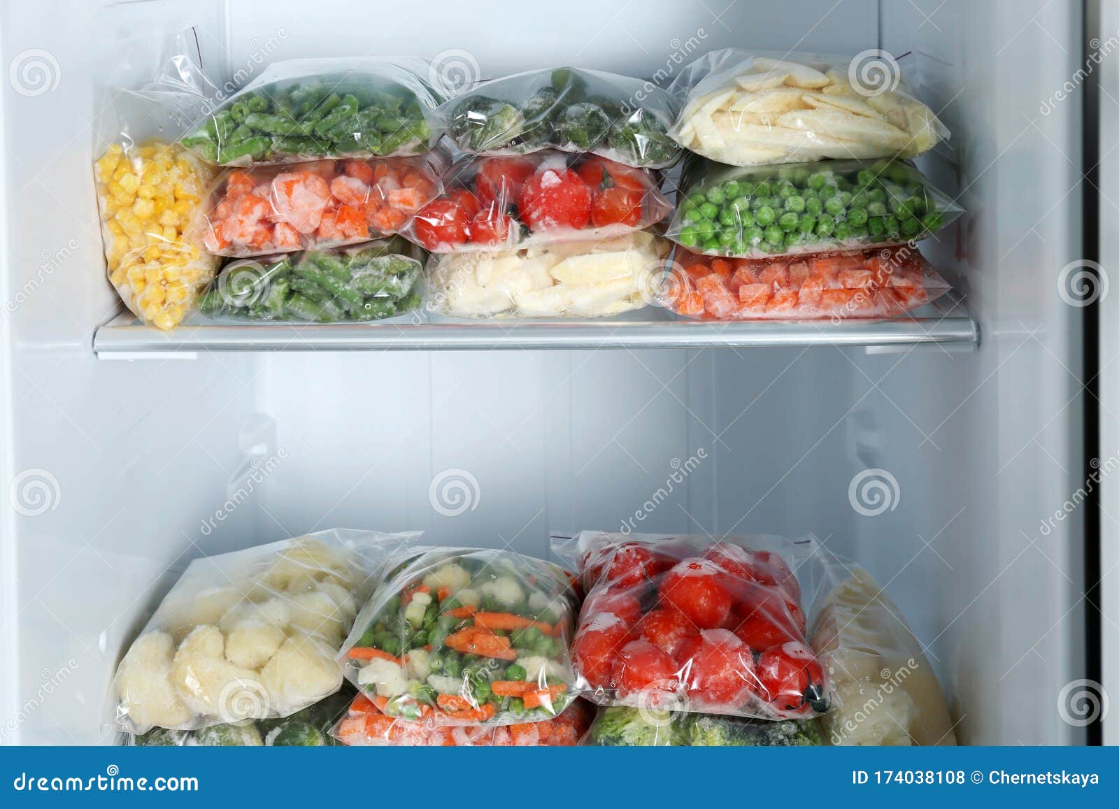 Plastic Bags with Frozen Vegetables in Refrigerator Stock Photo Image of nutrition, pack