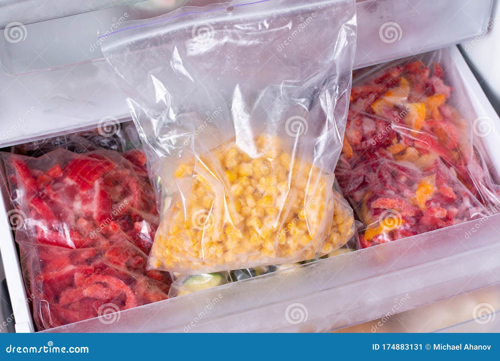 Download Plastic Bags With Different Frozen Vegetables In Refrigerator Frozen Corn Stock Image Image Of Deep Corn 174883131 Yellowimages Mockups