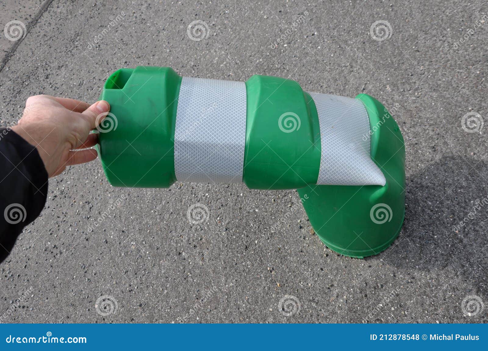 Plastic Barriers in the Form of Plastic Bollards. they Have a