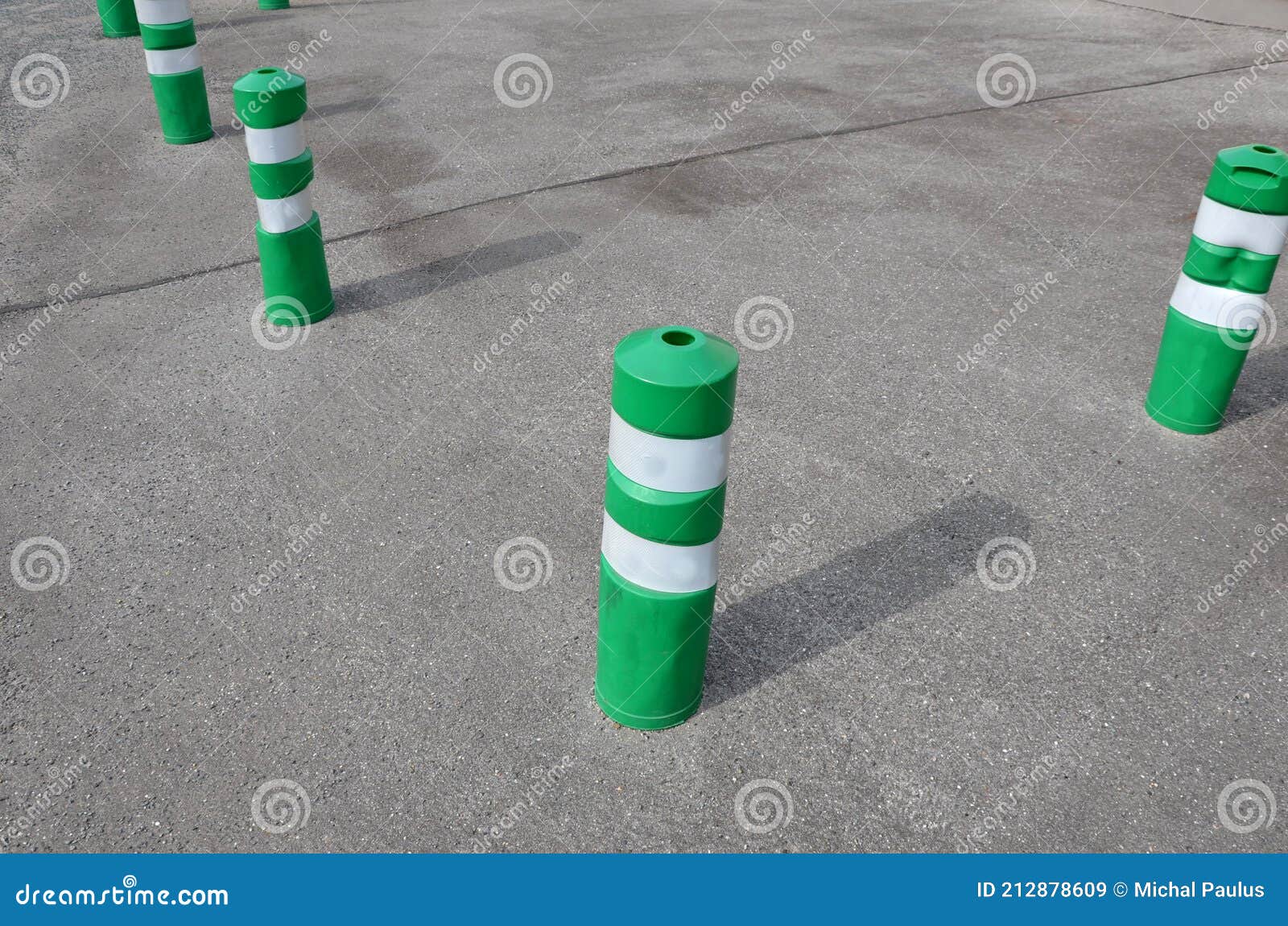 Plastic Barriers in the Form of Plastic Bollards. they Have a