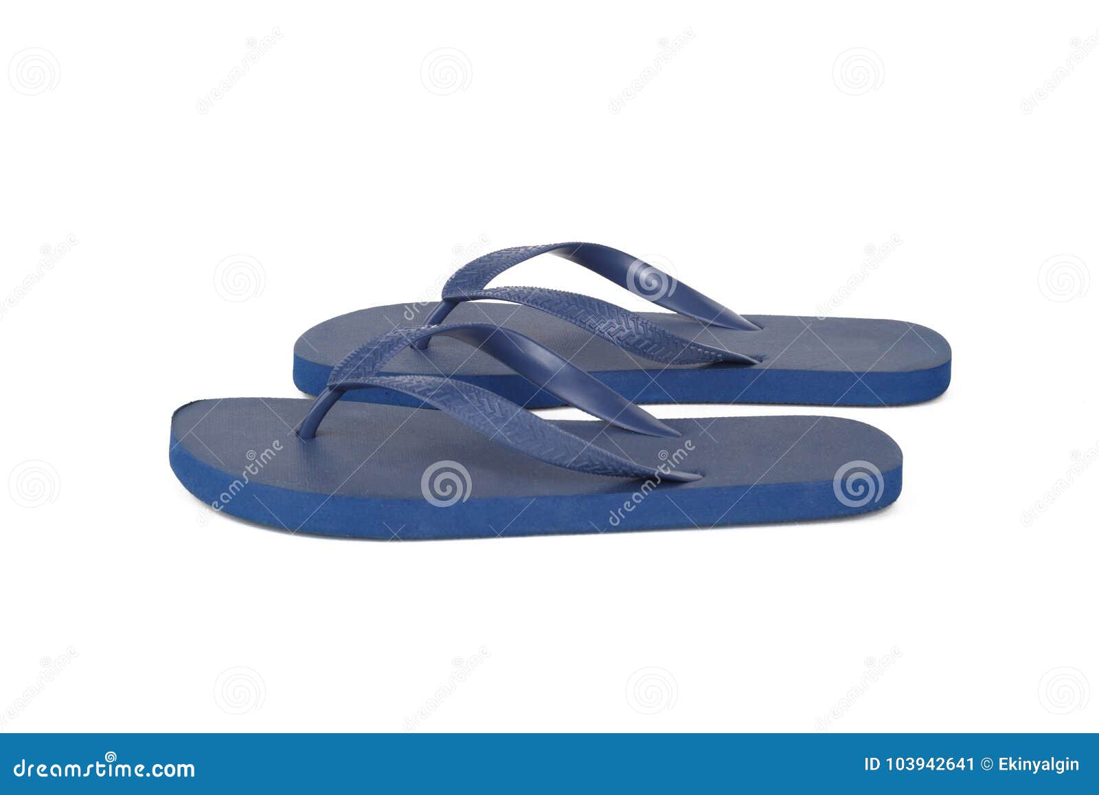 Plastic Blue Flip Flops Slippers On White Stock Image