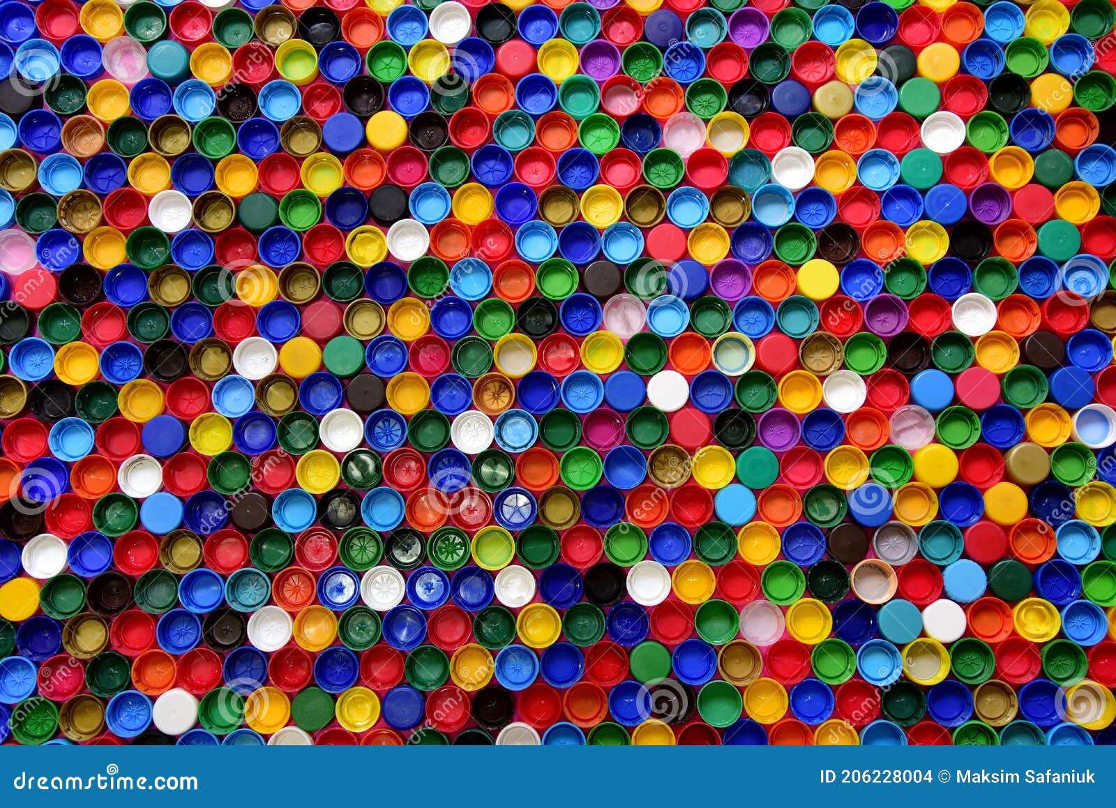 Plastic Bottle Caps Background. Cap Material is Recyclable.Remove Lids