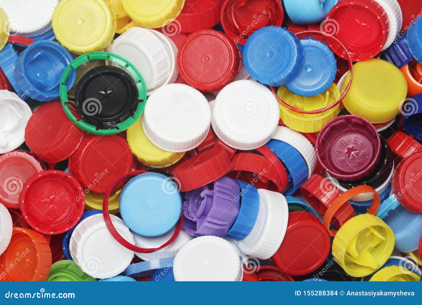 Plastic Bottle Caps Collected for Recycling Stock Photo Image of