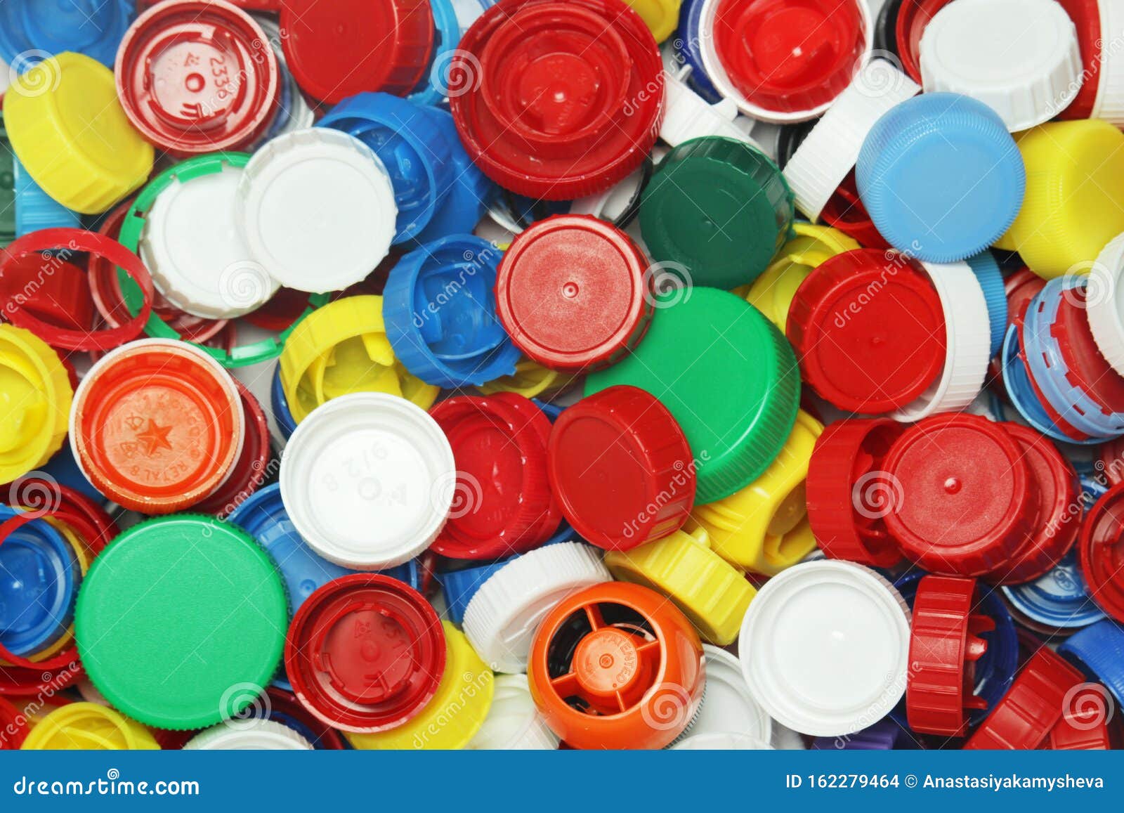 Plastic Bottle Caps Collected For Recycling Stock Photo Image of