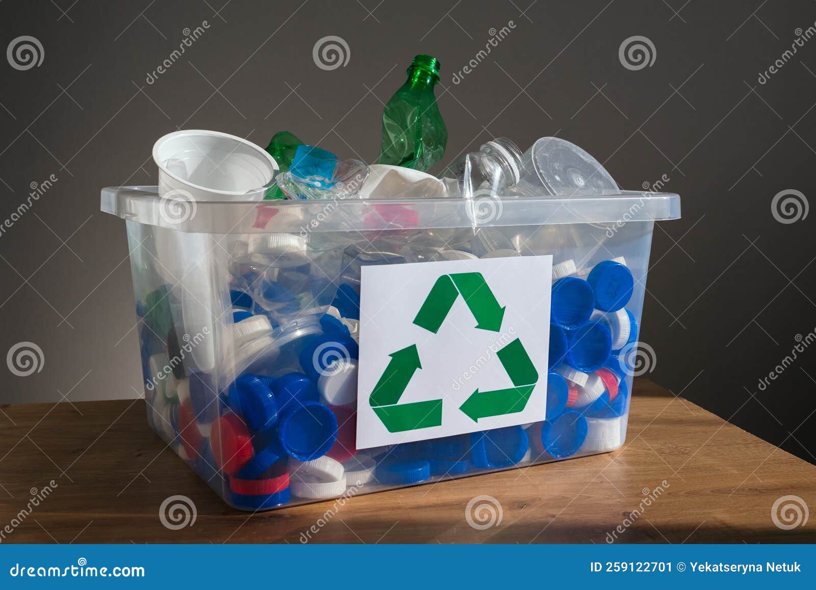 Plastic Bottle Caps and Lids Recyclable Materials for Recycling in Container Stock Image Image