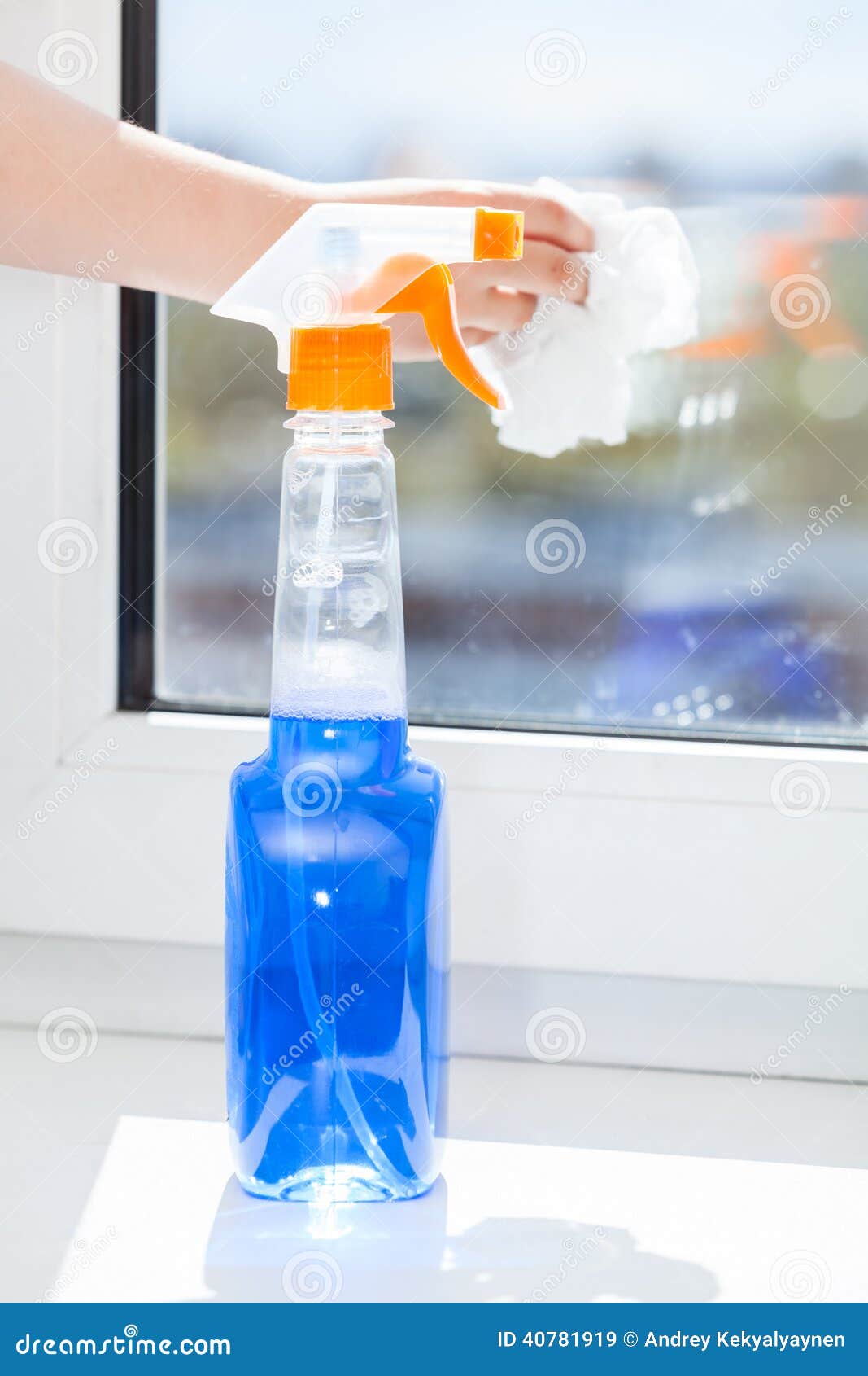 Plastic Bottle of Cleaning Liquid with Spray for Washing Stock Image