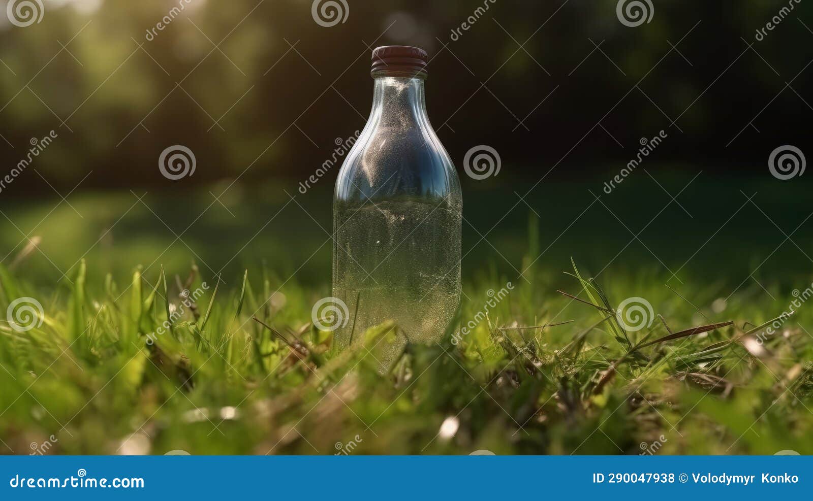 Plastic Bottle of Fresh Water on Ground in Forest. Generative Ai Stock
