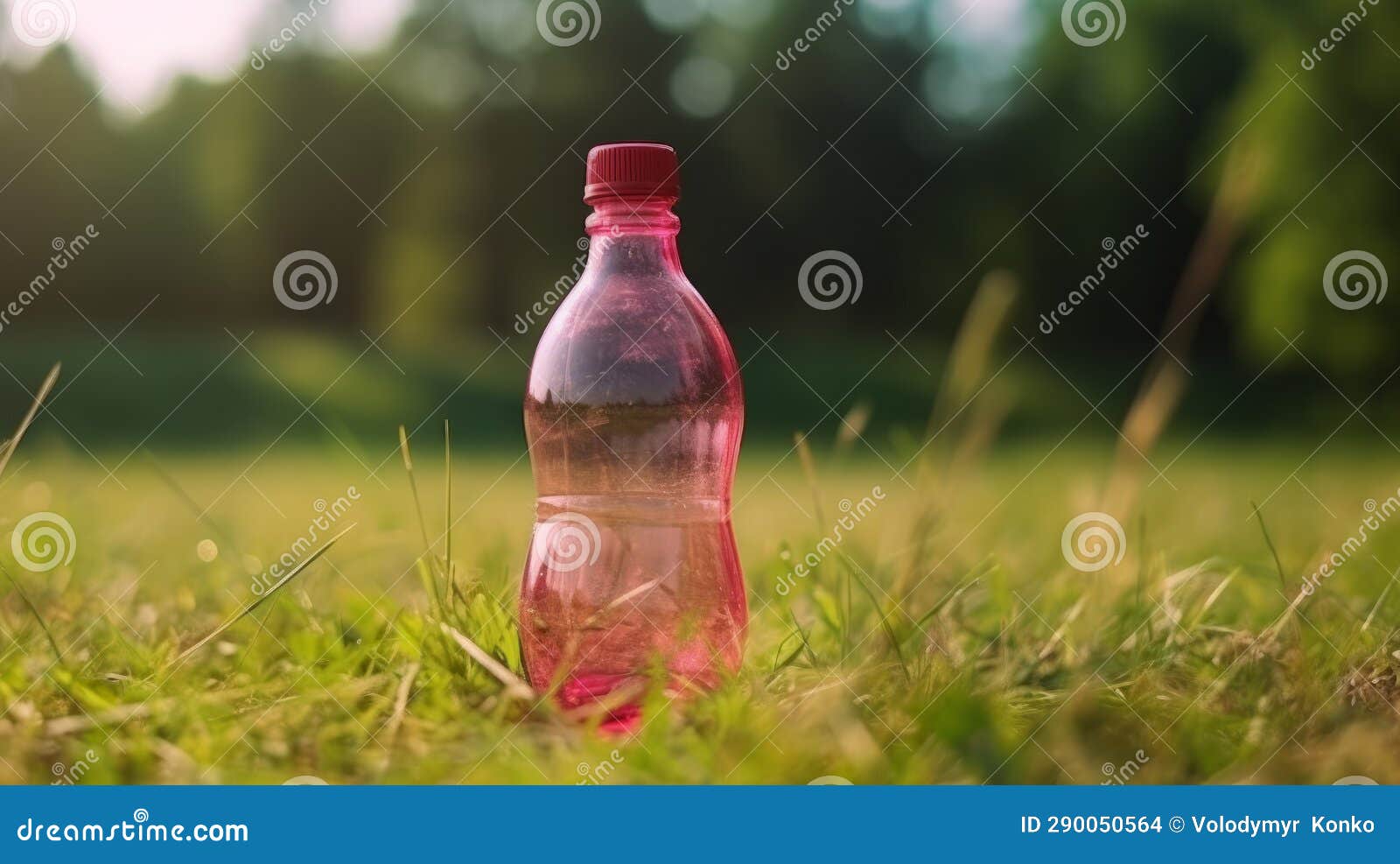 Plastic Bottle of Fresh Water on Ground in Forest. Generative Ai Stock