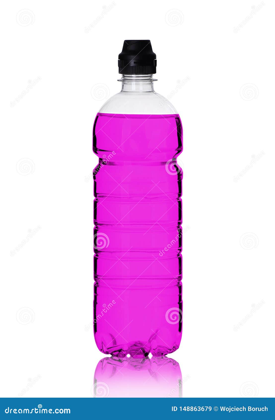 Plastic bottle with liquid stock image. Image of reflection 148863679