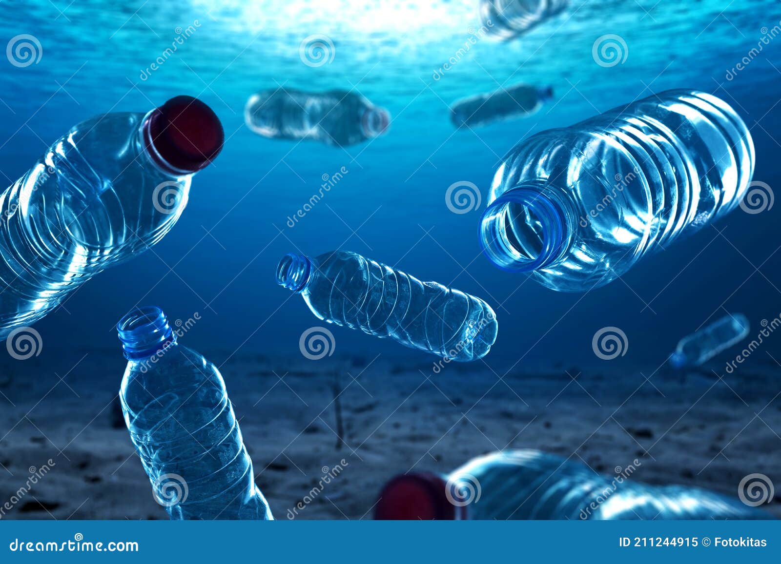 Plastic Bottles in the Ocean Stock Image Image of dirty, beach 211244915
