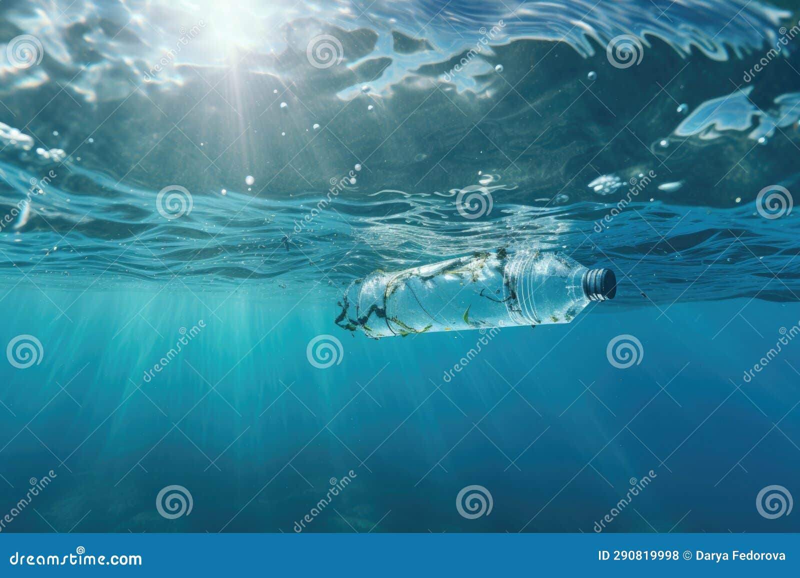 Plastic Bottle in the Ocean. World Plastic Pollution Stock Photo ...