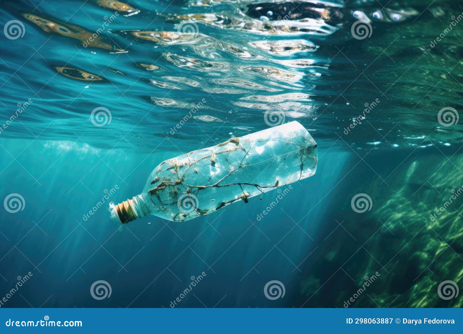 Plastic Bottle in the Ocean. World Plastic Pollution Stock Image ...