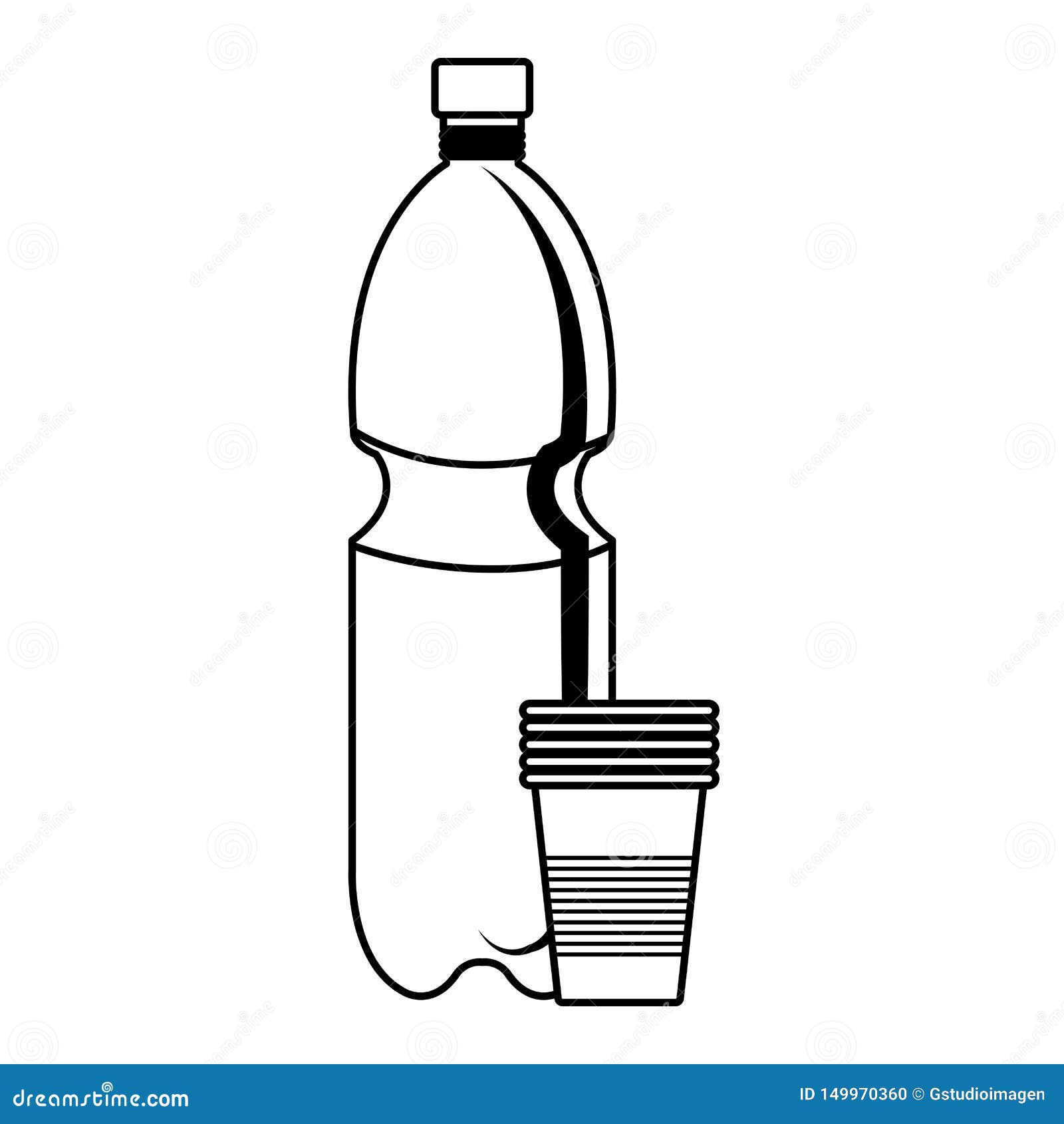 Plastic Bottle Recycle with Plastic Cups Stock Illustration