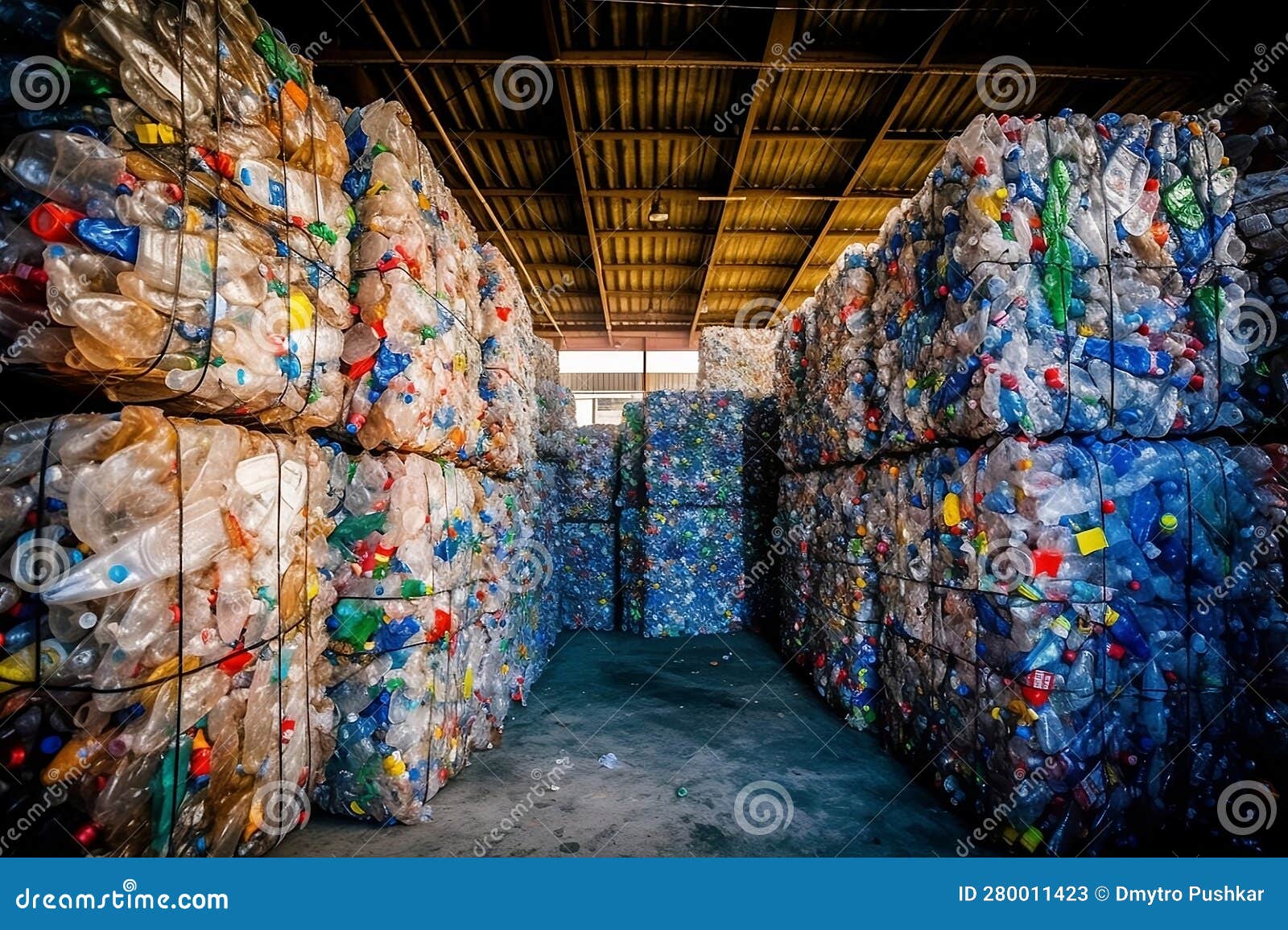 Plastic Bottle Waste Recycling Center. Ecological Recycling of Plastic