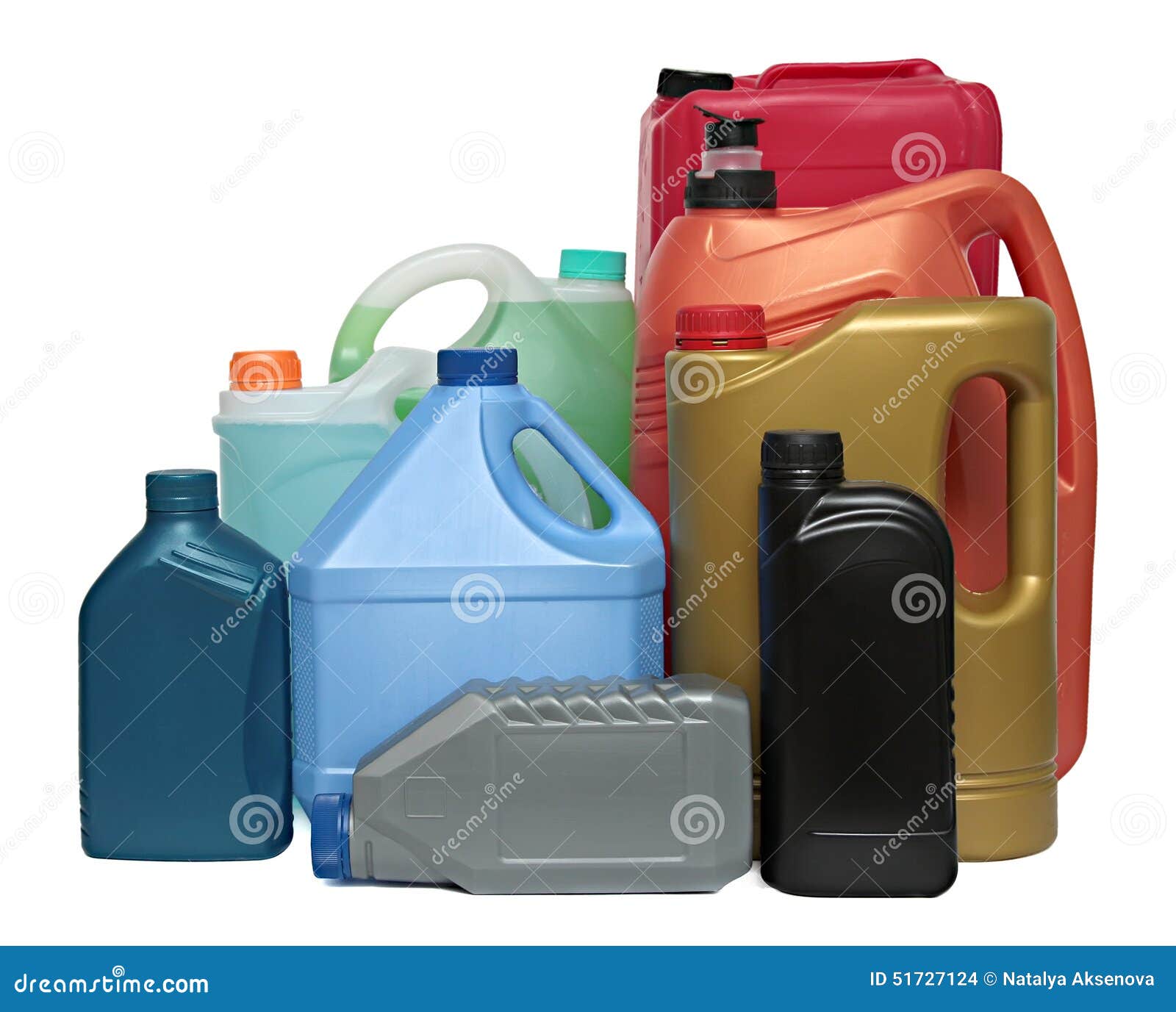 Plastic Bottles from Automobile Oils Isolated on Stock Photo Image of