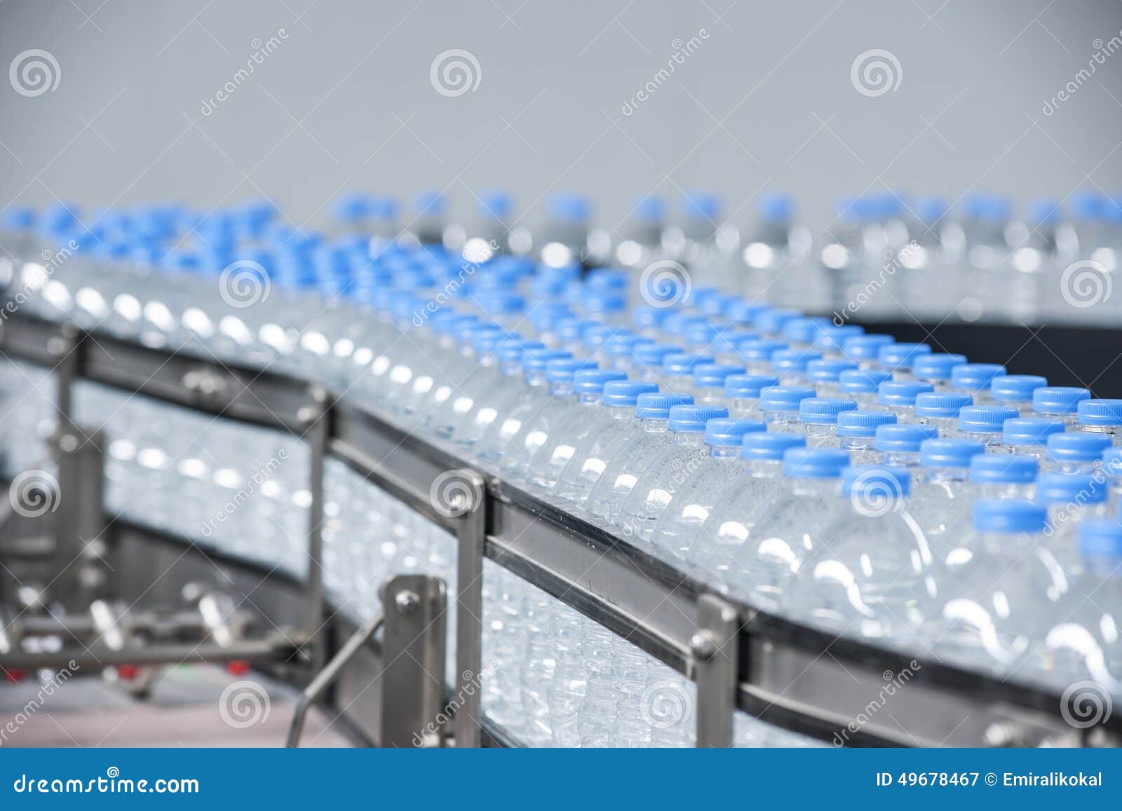 plastic bottles on conveyor belt