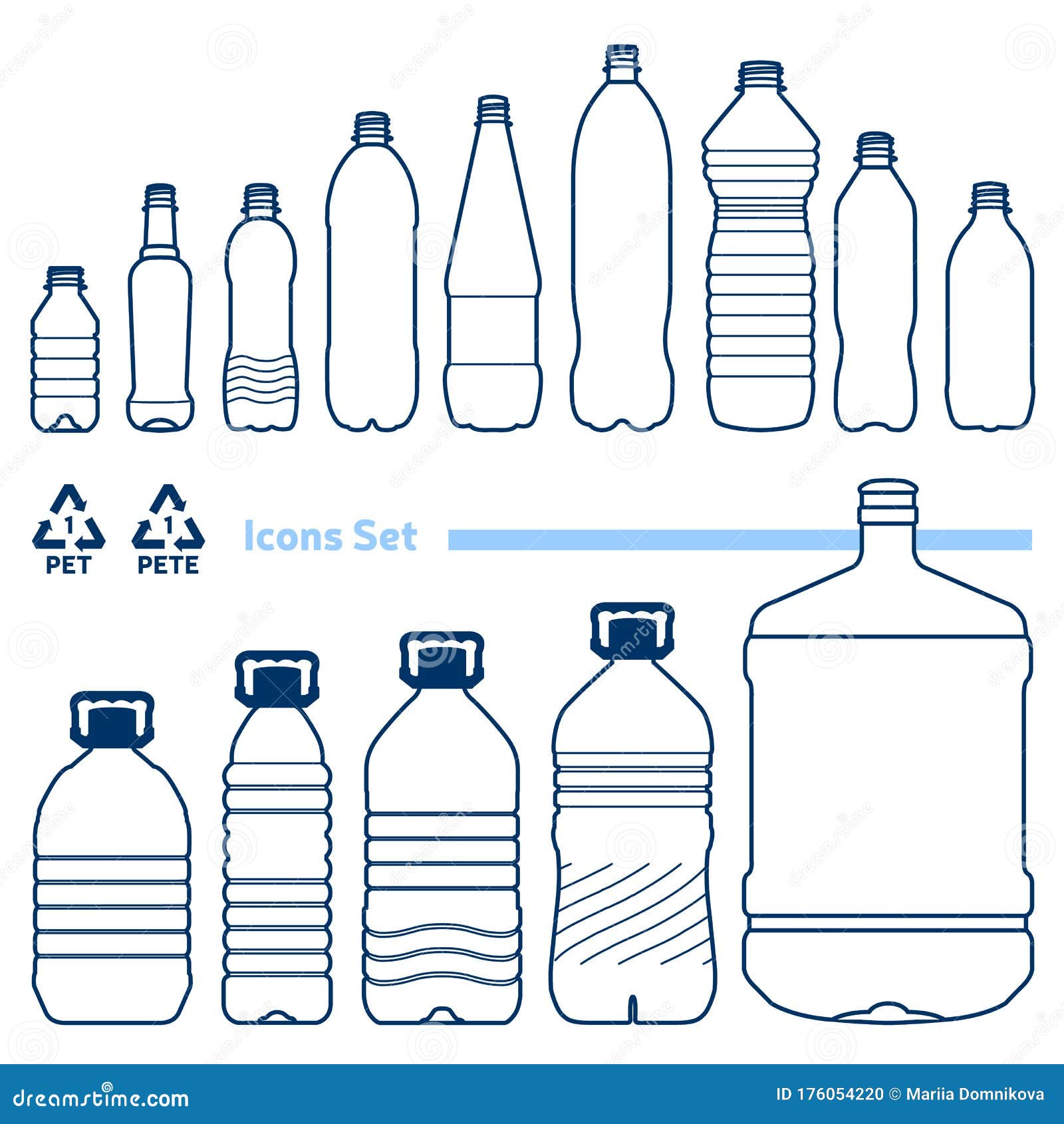 Plastic Bottles Set stock vector. Illustration of industry 176054220