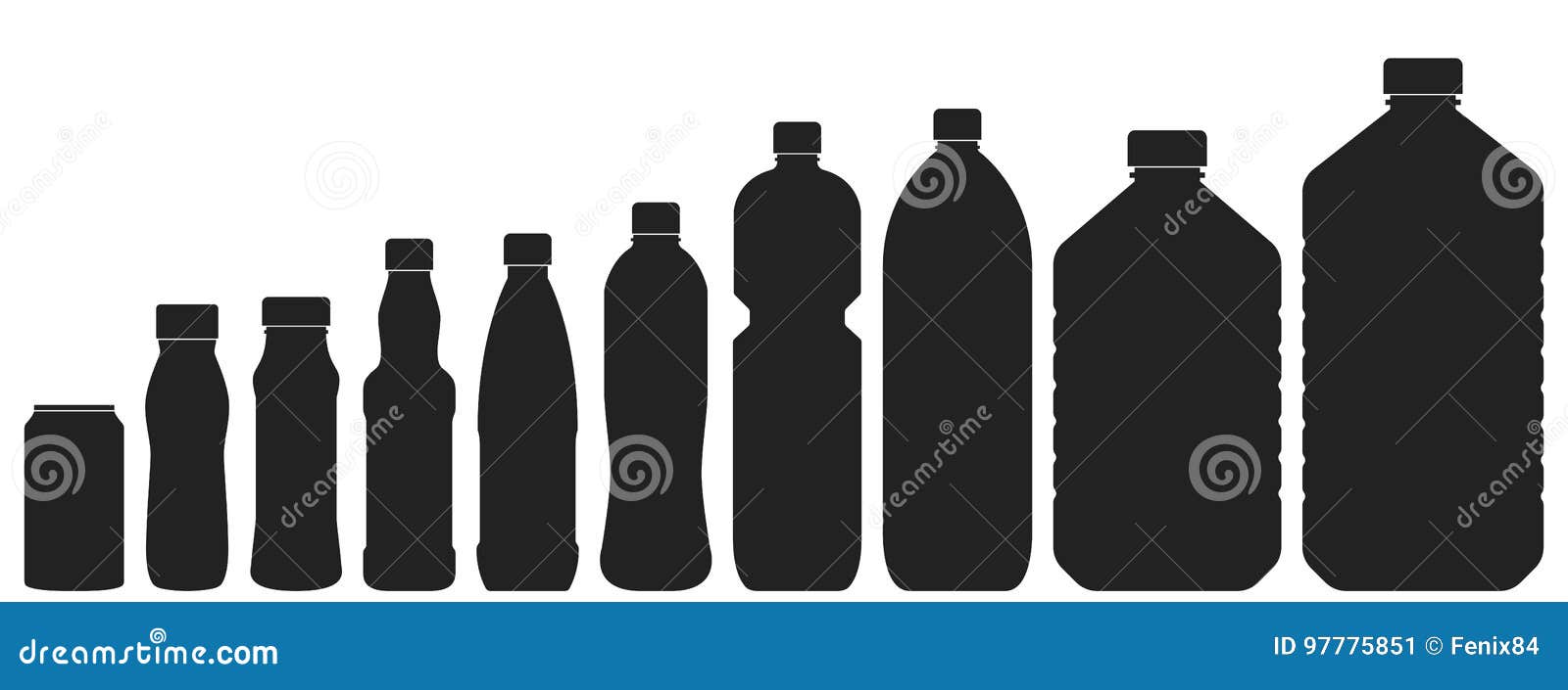 Plastic Bottles of Various Sizes. Set of Vector Illustrations Stock