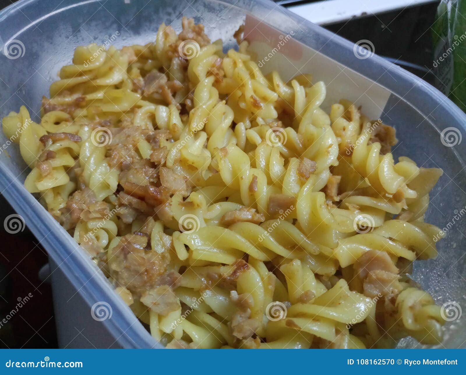 Oily Diced Ham and Fresh Pasta Hot Cooked Stock Photo Image of diced