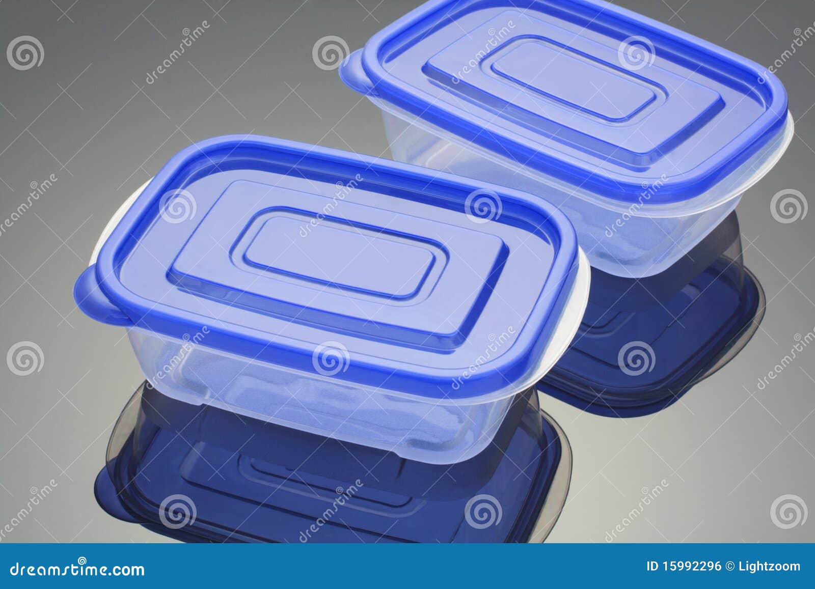 Plastic Boxes with Reflection Close Up