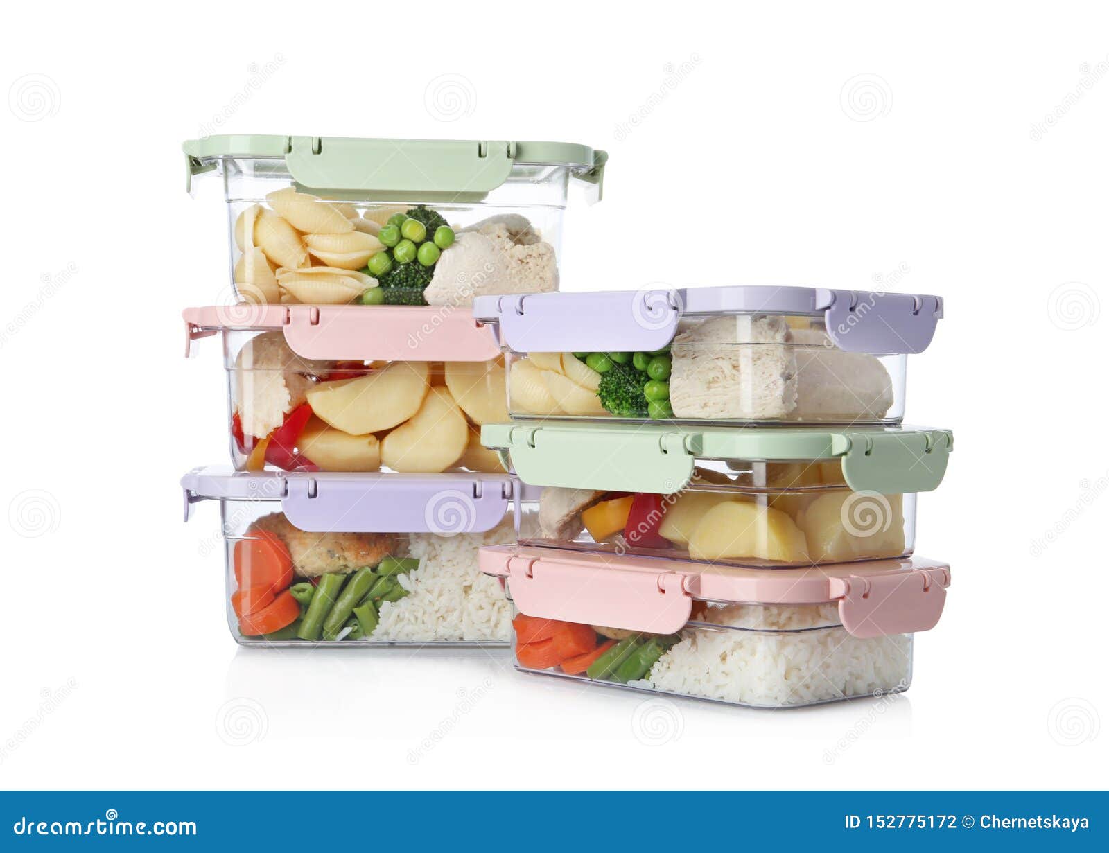 Plastic Boxes with Fresh Prepared Meal Isolated Stock Photo Image of diet, chicken 152775172