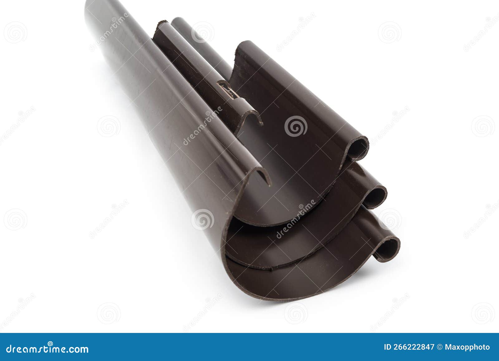 Plastic Brown Gutter on a White Background Stock Image Image of