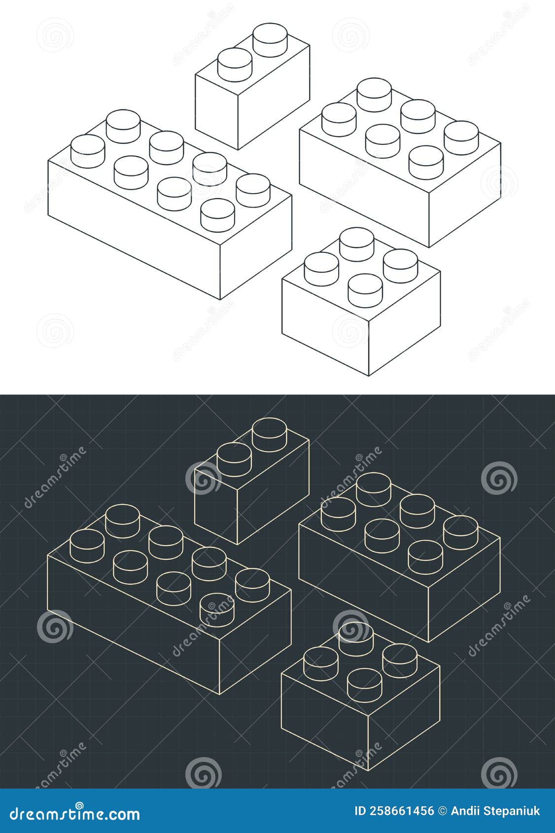 Plastic Building Blocks Drawings Stock Vector Illustration of piece