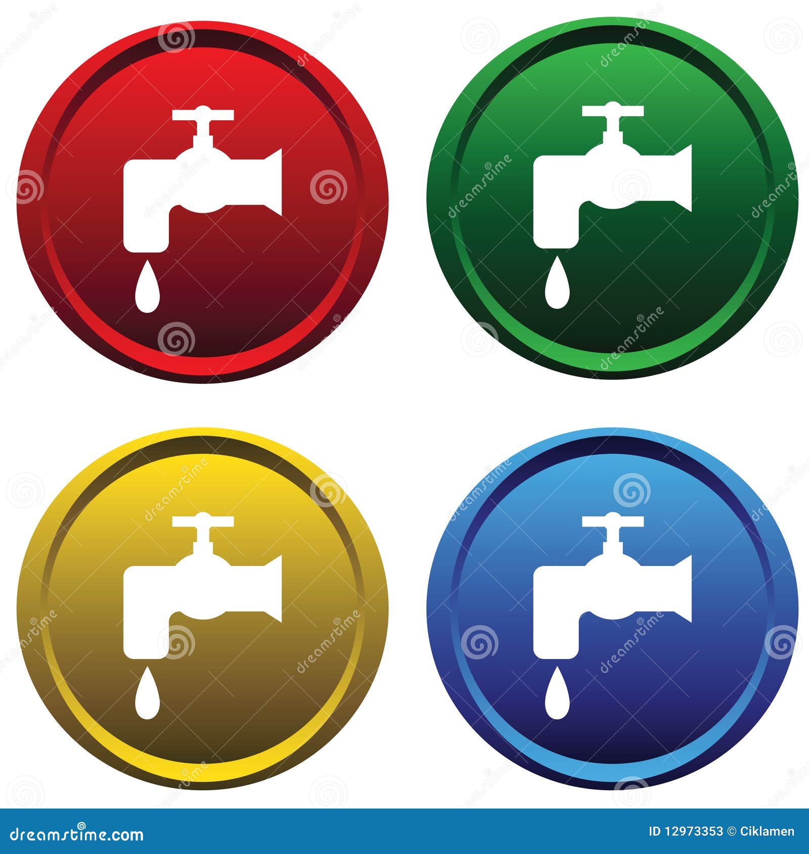 Plastic Buttons with a Water Tap Stock Vector Illustration of icon