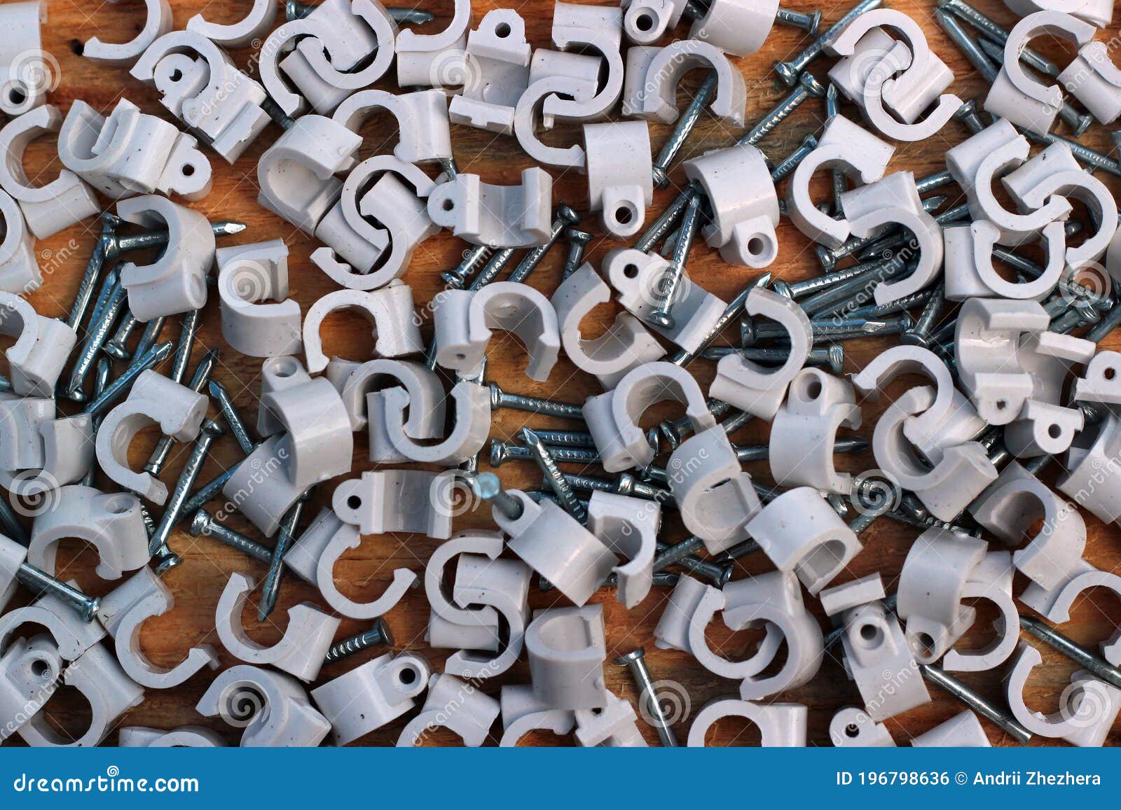 Plastic Cable Clips with Tacks Stock Photo Image of equipment