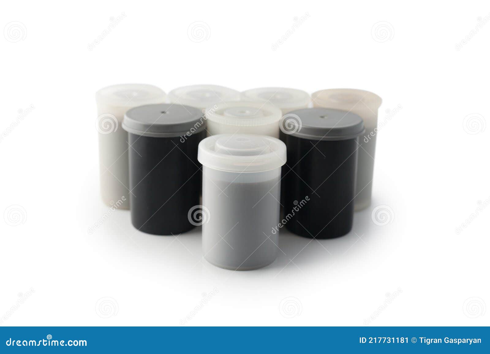 Plastic canister for a film 35mm roll isolated on white background