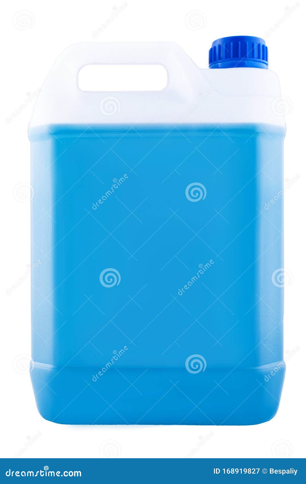 Plastic Canister With A Handle And A Blue Lid Full Of Blue Liquid ...