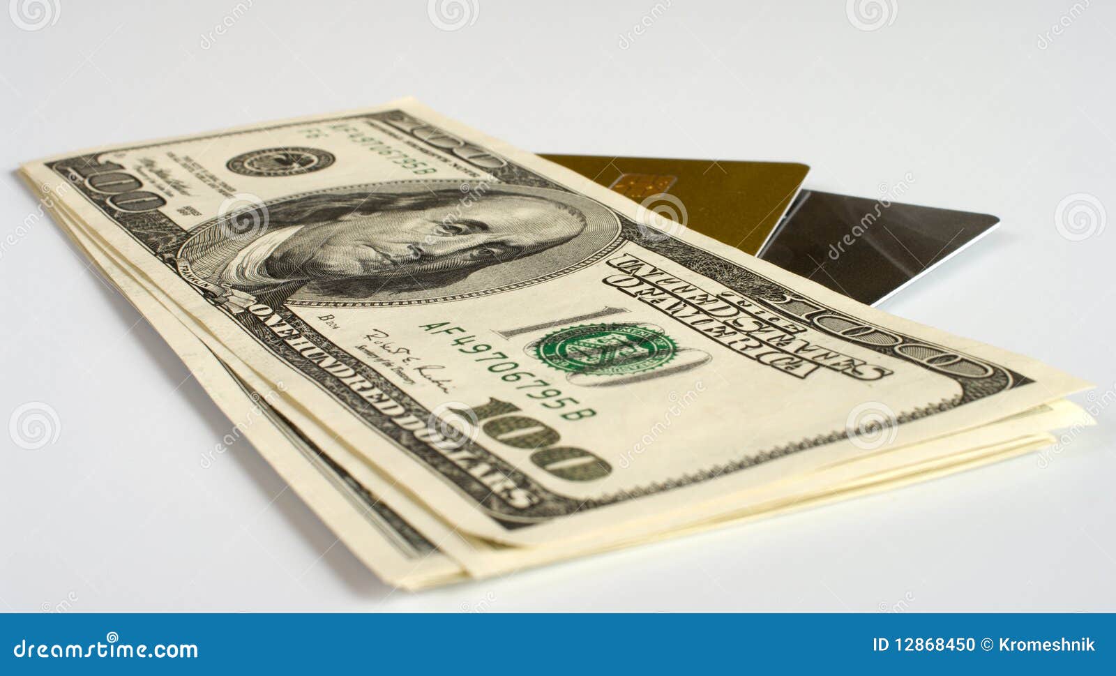 Plastic cards and money. stock photo. Image of dollar 12868450