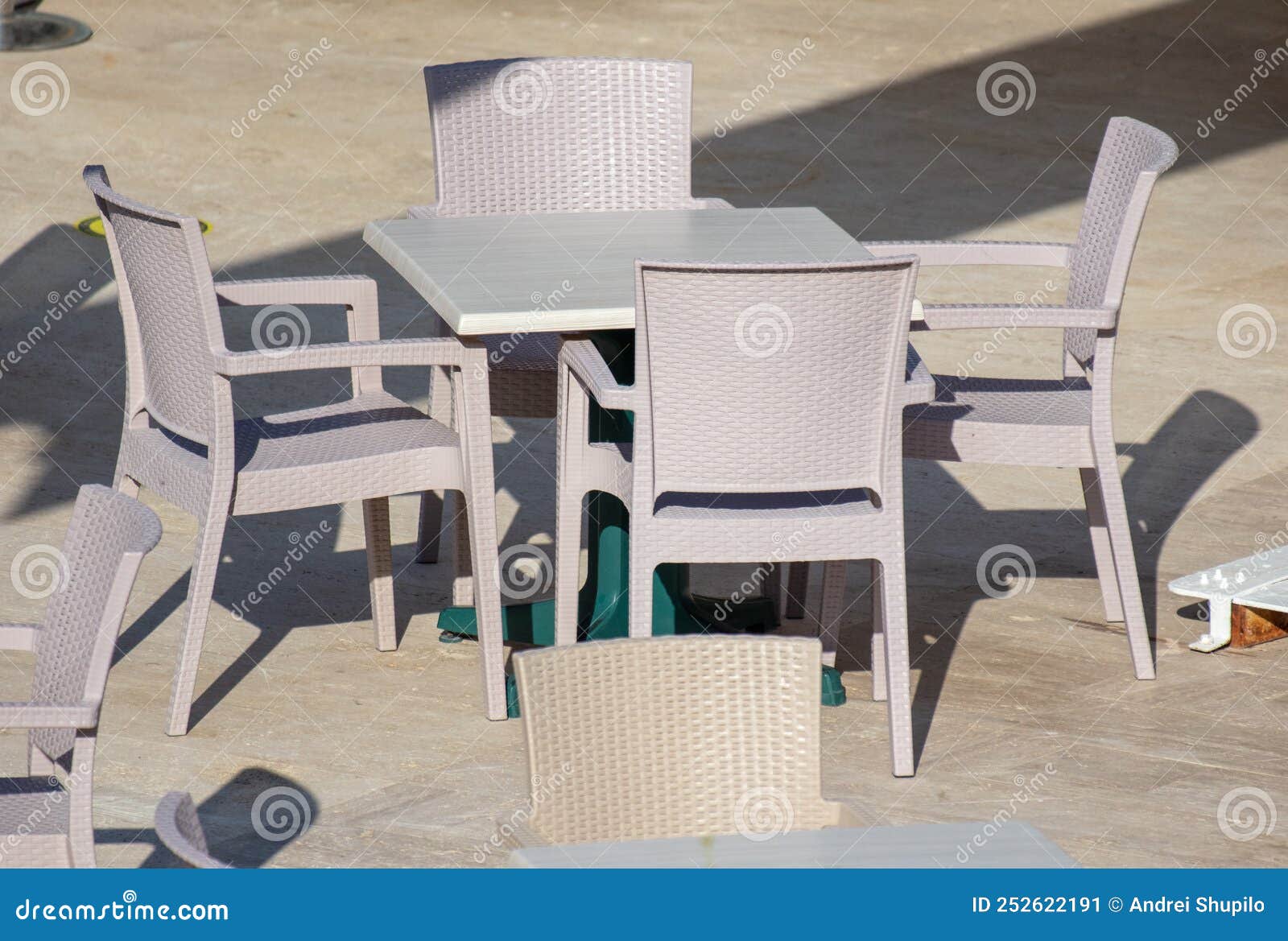 Plastic Chairs and Tables in a Restaurant. Stock Image Image of