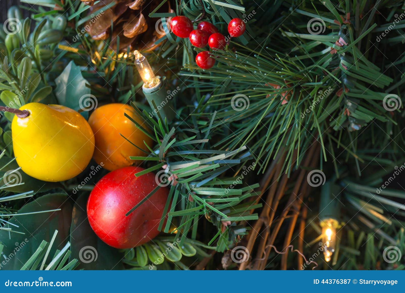 Plastic Christmas Wreath on a Door Stock Image Image of garland