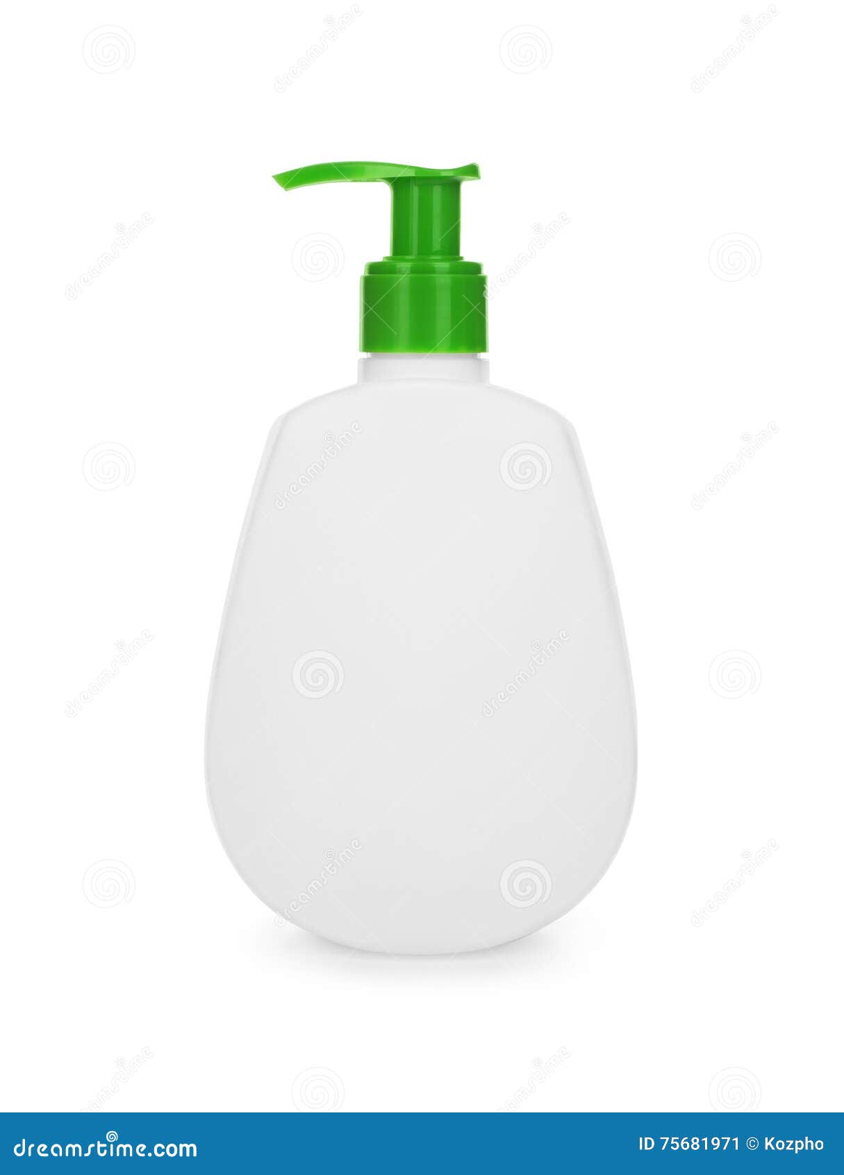 Plastic Clean White Bottle with Green Dispenser Pump Stock Image
