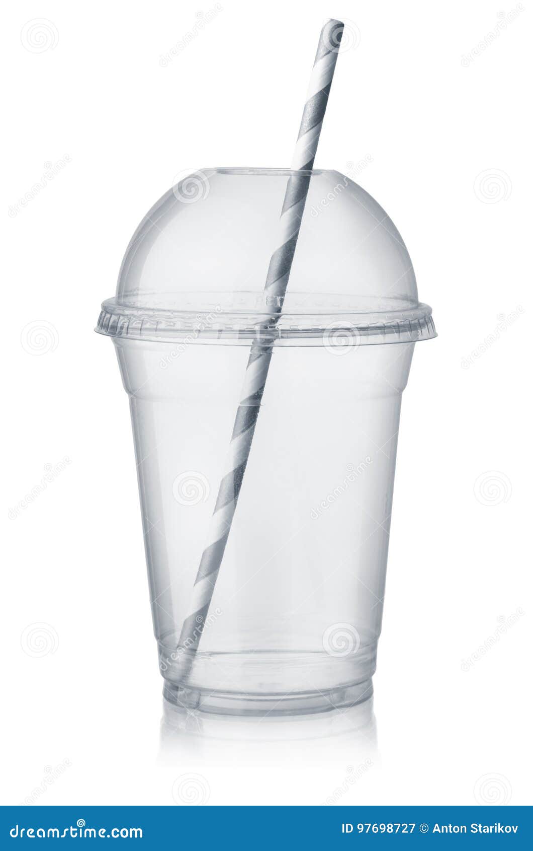 Plastic Clear Cup with Dome Lid and Straw Stock Image Image of