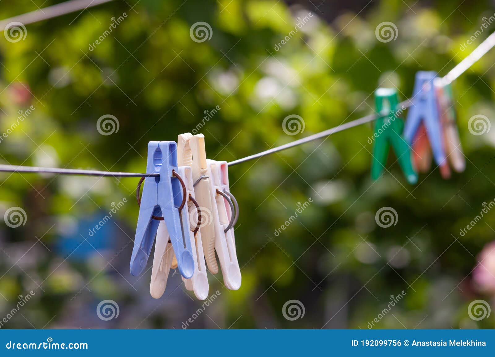 Plastic Clothespin Hanging on Rope, Depth of Field Stock Photo Image of clamp, line 192099756