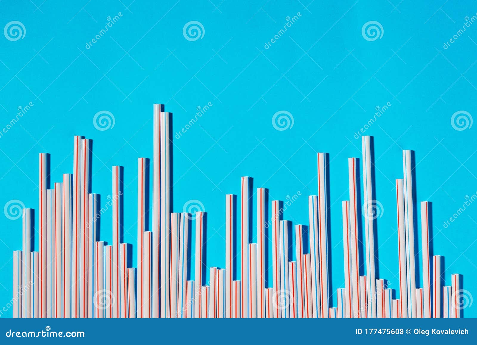 Plastic Cocktail Straws Arranged in Columns of Statistics Graph on a