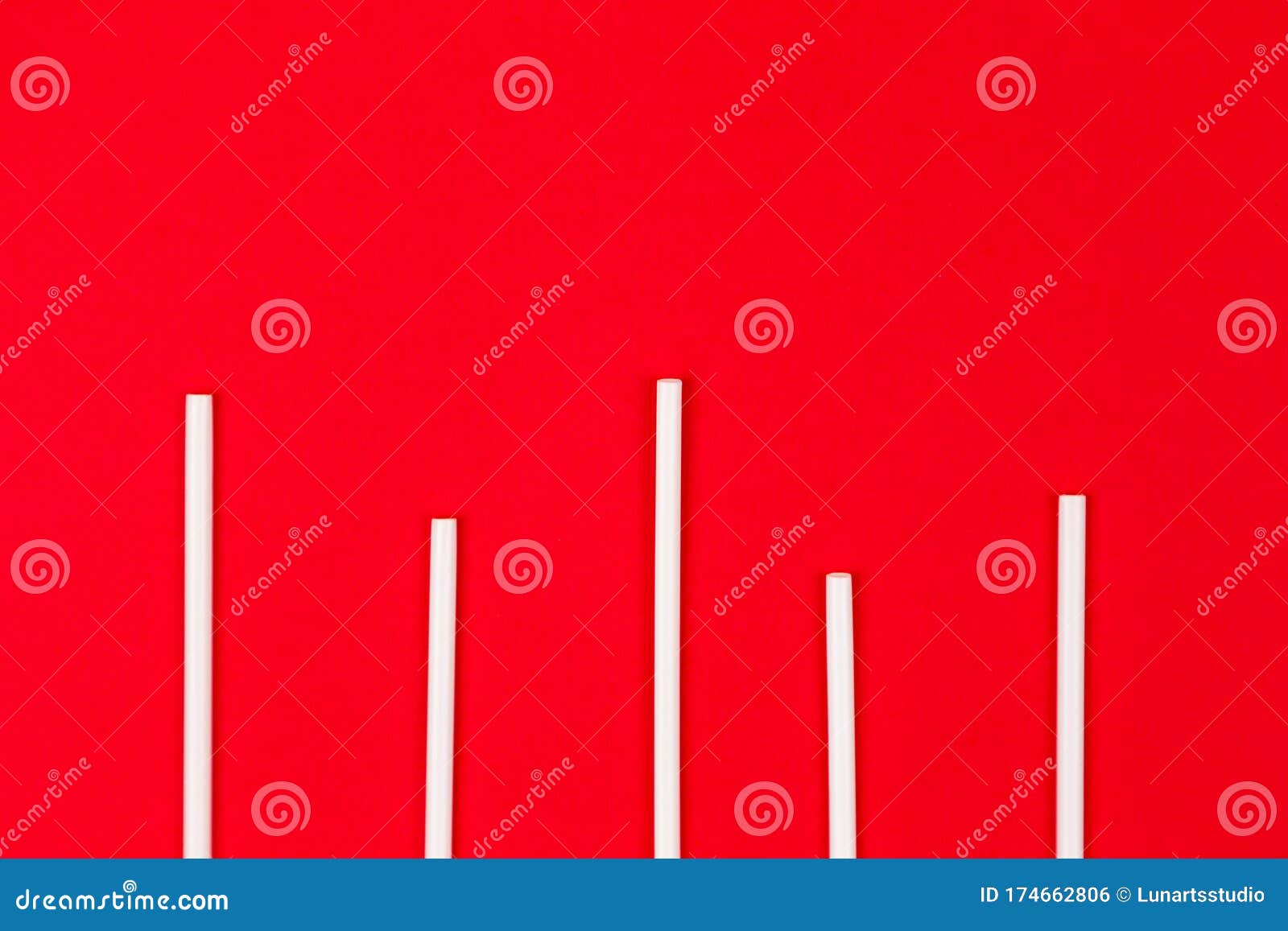 Plastic Cocktail Straws Arranged in Columns of Statistics Graph on a