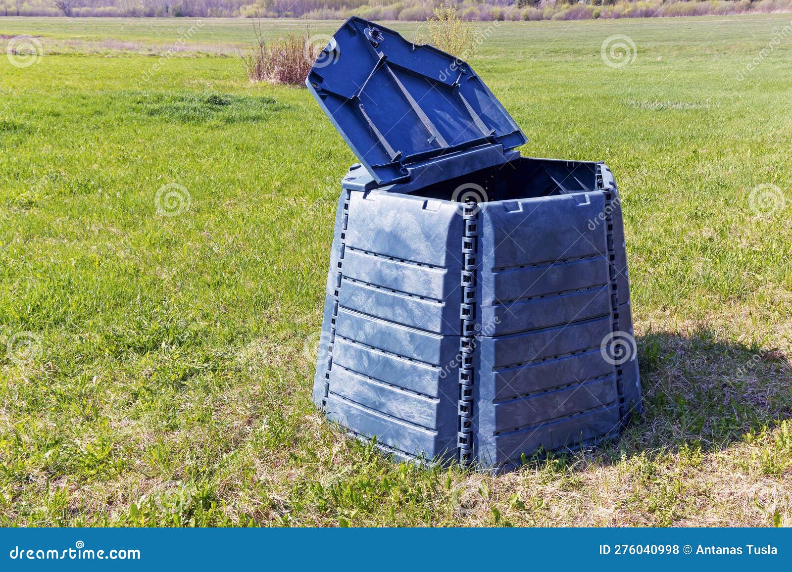 Plastic Compost Bin in the Meadow in Spring Stock Photo Image of